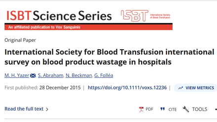 International Society for Blood Transfusion international survey on blood product wastage in hospitals.png
